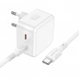 Мережевий зарядний пристрій BOROFONE BA76A Source dual port PD35W(2C) charger set(Type-C to Type-C) White (BA76ACCW)