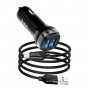 Автомобільний зарядний пристрій HOCO Z40 Superior dual port car charger set(Type-C) Black (6931474739711)