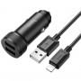 Автомобільний зарядний пристрій HOCO Z49 Level dual port car charger set(iP) Black (6931474795625)