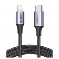 Кабель UGREEN US304 USB-C to Lightning M/M Cable Aluminum Shell Braided 1.5m (Black) (UGR-60760) (UGR-60760)