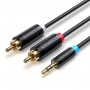 Кабель Vention 3.5MM Male to 2-Male RCA Adapter Cable 2M Black (BCLBH) (BCLBH)