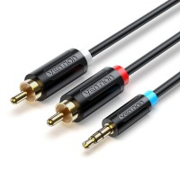 Кабель Vention 3.5MM Male to 2-Male RCA Adapter Cable 3M Black (BCLBI) (BCLBI)