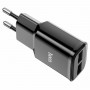 Мережевий зарядний пристрій HOCO C88A Star round dual port charger Black (6931474749482)