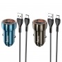 Автомобільний зарядний пристрій HOCO Z46A Blue whale PD20W+QC3.0 car charger set(Type-C) Metal Gray (6931474770370)