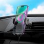 Тримач для мобiльного з БЗП HOCO HW4 Journey wireless fast charging car holder(air outlet) Black (6942007601443)