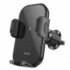 Тримач для мобiльного з БЗП HOCO HW4 Journey wireless fast charging car holder(air outlet) Black (6942007601443)