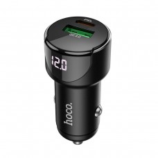 Автомобільний зарядний пристрій HOCO Z42 Light road dual port digital display PD20W+QC3.0 car charger Black (6931474742544)