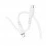 Кабель HOCO X97 Crystal color PD silicone charging data cable iP white (6931474799753)