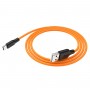 Кабель HOCO X21 Plus USB to Type-C 3A, 1m, silicone, silicone connectors, Black+Orange (6931474711953)