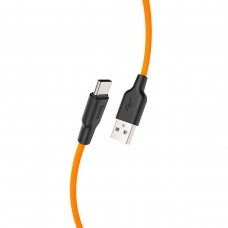 Кабель HOCO X21 Plus USB to Type-C 3A, 1m, silicone, silicone connectors, Black+Orange (6931474711953)