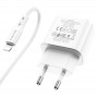 Мережевий Зарядний Пристрій Borofone BN3 Premium, PD 20W, QC 3.0, Cable Type-C to Lightning, White