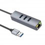 Хаб USB Hoco HB34 Easy link Gigabit Ethernet adapter(USB to USB3.0*3+RJ45)