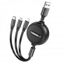 Кабель USB Hoco X75 Double-pull 3-in-1 IP+Type-C+Micro 2A