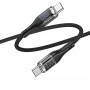 Кабель USB Hoco U115 Transparent 100W With Display Type-C to Type-C 1.2m