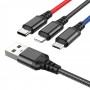 Кабель USB Hoco X76 3-in-1 IP+Type-C+Micro 2A