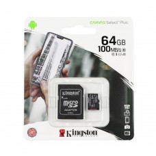 Карта Пам'яті Kingston Canvas Select Plus microSDXC (UHS-1) 64gb 10 Class &amp; Adapter