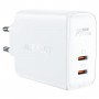 Мережевий зарядний пристрій ACEFAST A29 PD50W GaN (USB-C+USB-C) dual port charger White (AFA29W)