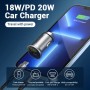 Автомобільний зарядний пристрій Vention Two-Port USB A+C(18/20) Car Charger Gray Mini Style Aluminium Alloy Type (FFBH0) (FFBH0)