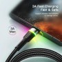 Кабель Essager Colorful LED USB Cable Fast Charging 3A USB-A to Type C 1m black (EXCT-XCD01) (EXCT-XCD01)