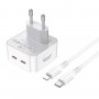 Мережевий зарядний пристрій BOROFONE BA76A Source dual port PD35W(2C) charger set(C to iP) White (BA76ACLW)