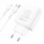 Мережевий зарядний пристрій HOCO C102A Fuerza QC3.0 four-port charger set(iP) 18W White (6931474777720)