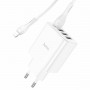 Мережевий зарядний пристрій HOCO C102A Fuerza QC3.0 four-port charger set(iP) 18W White (6931474777720)