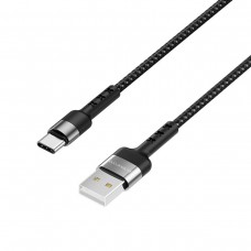 Кабель BOROFONE BX34 USB to Type-C 3A, 1m, nylon, aluminum connectors, Black (BX34CB)