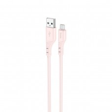 Кабель HOCO X97 Crystal color silicone charging data cable Micro light pink (6931474799869)