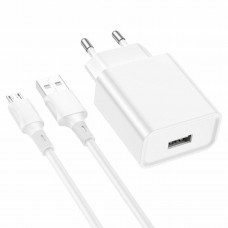 Мережевий зарядний пристрій BOROFONE BA74A Aspirer single port charger set(Micro) White (BA74AMW)