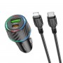 Автомобільний зарядний пристрій BOROFONE BZ21 Brilliant 48W dual port PD30W+QC3.0 car charger set(C to iP) Black (BZ21CLB)