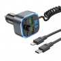 Автомобільний зарядний пристрій HOCO E74 Energy QC3.0 2-in-1 car BT FM transmitter with cable 18W Metal Gray (6931474789099)