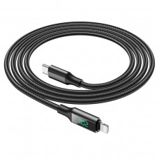 Кабель BOROFONE BU32 Type-C to iP 3A, 20W, 1.2m, nylon, aluminum connectors, digital display, Black (BU32PDLB)