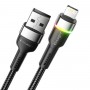 Кабель Essager Colorful LED USB Cable Fast Charging 2.4A USB-A to Lightning 1m black (EXCL-XCD01) (EXCL-XCD01)