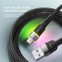 Кабель Essager Colorful LED USB Cable Fast Charging 2.4A USB-A to Lightning 2m black (EXCL-XCDA01) (EXCL-XCDA01)