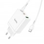 Мережевий зарядний пристрій HOCO N33 Start three-port PD35W(2C1A) charger set(Type-C to Type-C) White (6931474795106)