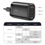 Мережевий зарядний пристрій Essager Shining 65W GaN Travelling Charger 2 Type-c+USB-A EU  black (ECT2CA-MYB01) (ECT2CA-MYB01)