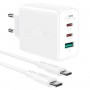 Мережевий зарядний пристрій ACEFAST A13 PD65W(USB-C+USB-C+USB-A) 3-port charger set White (AFA13W)