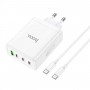 Мережевий зарядний пристрій HOCO N31 Leader PD100W four-port(3C1A) fast charger set(Type-C to Type-C) White (6931474784186)