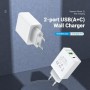 Зарядний пристрій Vention Two-Port USB(A+C) Wall Charger (18W/20W) EU-Plug White (FBBW0-EU) (FBBW0-EU)