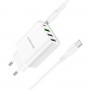 Мережевий зарядний пристрій BOROFONE BA79A Clever four-port PD20W(1C3A) charger set(Type-C to Type-C) White (BA79ACCW)