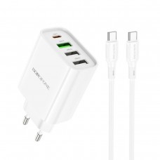 Мережевий зарядний пристрій BOROFONE BA79A Clever four-port PD20W(1C3A) charger set(Type-C to Type-C) White (BA79ACCW)