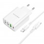 Мережевий зарядний пристрій BOROFONE BA79A Clever four-port PD20W(1C3A) charger set(Type-C to Type-C) White (BA79ACCW)