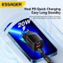 Мережевий зарядний пристрій Essager Camber 20W GaN travel Phone Charger A+C EU  black (ECTAC-HMB01-P) (ECTAC-HMB01-P)