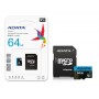 microSDXC (UHS-1) A-DATA Premier 64Gb Class 10 A1 (R-100Mb/s)  (adapter SD) (AUSDX64GUICL10A1-RA1)