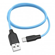 Кабель HOCO X21 Plus USB to Type-C 3A, 1m, silicone, silicone connectors, Black+Blue (6931474711939)