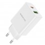 Мережевий зарядний пристрій BOROFONE BA56A Lavida dual port PD20W+QC3.0 charger White (BA56AW)