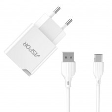 Сетевое зарядное устройство Aspor A827 IQ (USB/2.4A) + кабель USB – Micro- белый