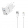 Сетевое зарядное устройство Aspor A827 IQ (USB/2.4A) + кабель USB – Lightning- белый