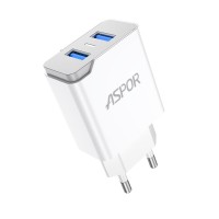 Сетевое зарядное устройство Aspor A823 Fast Charger (2USB/2.4A)- белый