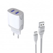 Сетевое зарядное устройство Aspor A811 (2USB/2.4A) + USB кабель Type-C- белый